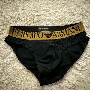Emporio Armani Black + Gold Briefs Size Large
